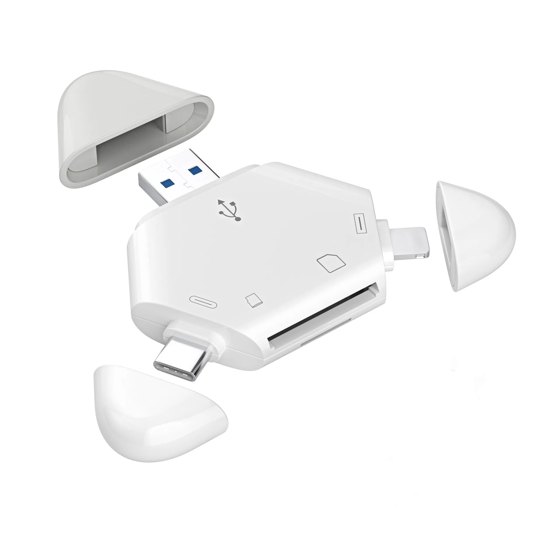 3 in 1 Multifunctional Magnetic USB 3.0 USB 2.0 High Speed OTG Adapter SD TF Card Reader Type-C for iPhone  Android