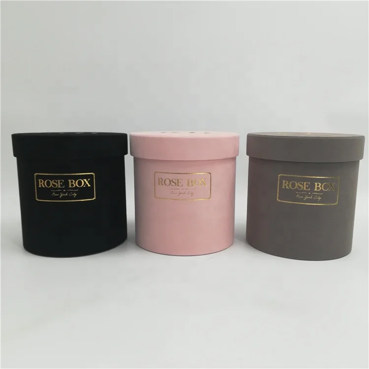 Pretty custom made recycle cardboard rose boxes with lids, round flower gift boxes