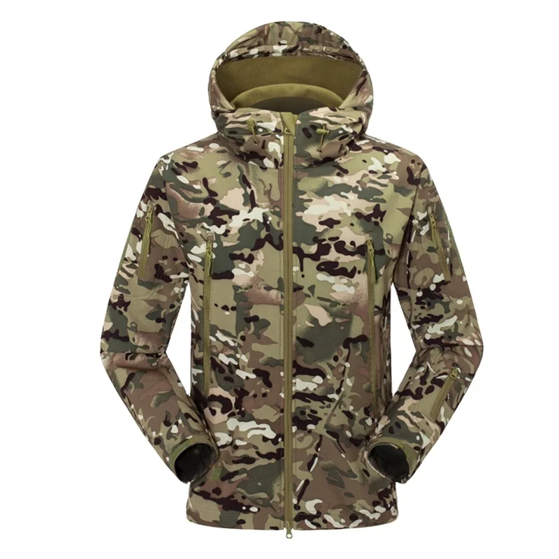 Mens  Tactical Jacket Camouflage Waterproof Softshell Hoody Hiking Camping Jacket Coat Cargoes Jacket