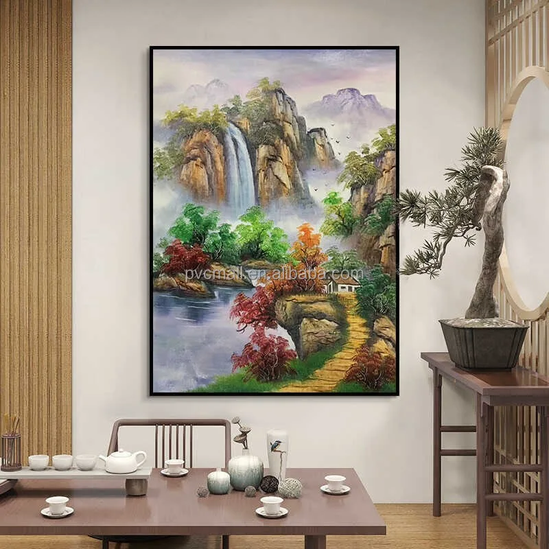 Home Decoration Beautiful Chinese Landscape Painting Mountain River Oil Painting Wall Art Large Paintings Landscapes
