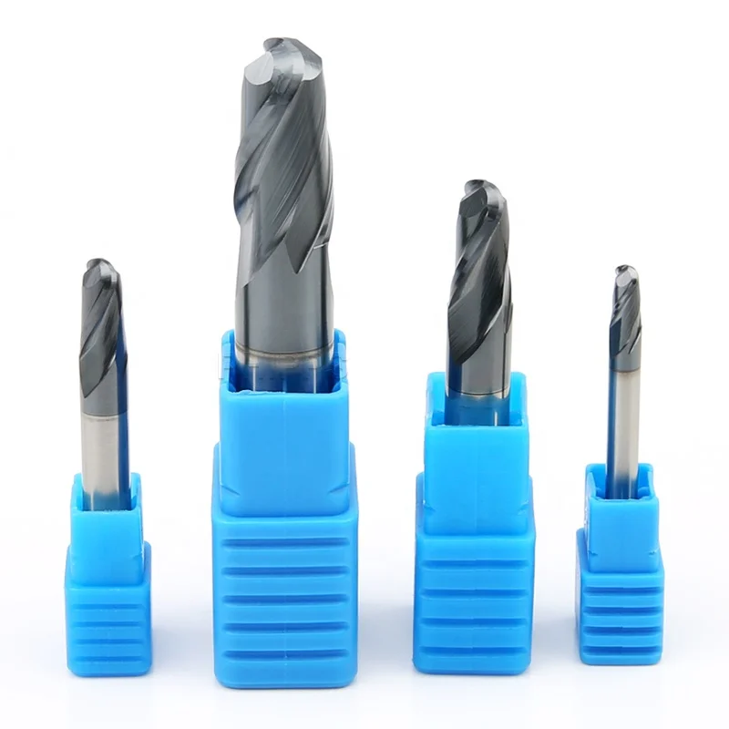 PHIPPS wholesale custom HRC45 1/6/8 mm R8 end milling cutter compression 2 flutes carbide  ball nose end mill with tialn coating