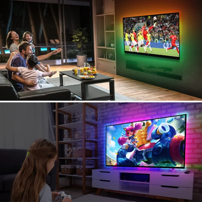 Black Background 60 RGB Ambi-box Kit 5V Sync PC Dream Screen USB WS2812 LED Strip TV Kit back light strip