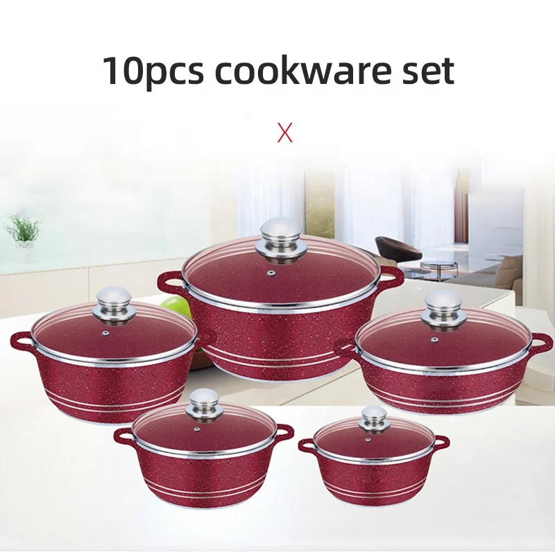 New Arrival 10 Pieces Cookingware Set Cooking Pot Kitchen Ware Cookwar Cook Pot Aluminum Cookware Set