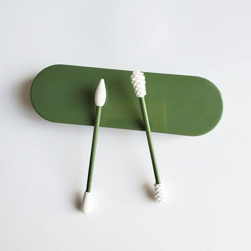 Make Up Cleaning Reuse Swab Silicon Tips 2pcs Silicone Cotton Ear Swab