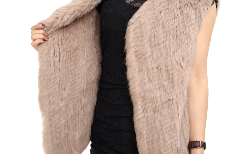 Real women rabbit fur vest top quality from china factory knit rabbit fur vest