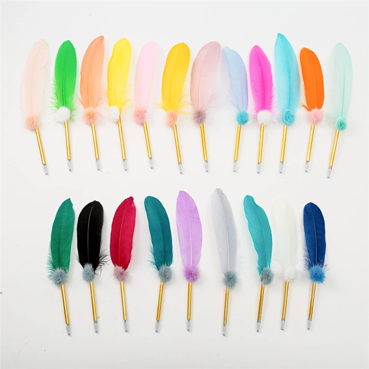 Корейская ручка с перьями шарик для макарон красочный подарок шариковая металлическая