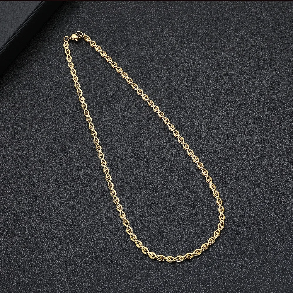 VEROMCA Stainless Steel Fashion Jewelry Necklace  Women Chain Gold Plated Custom Necklaces