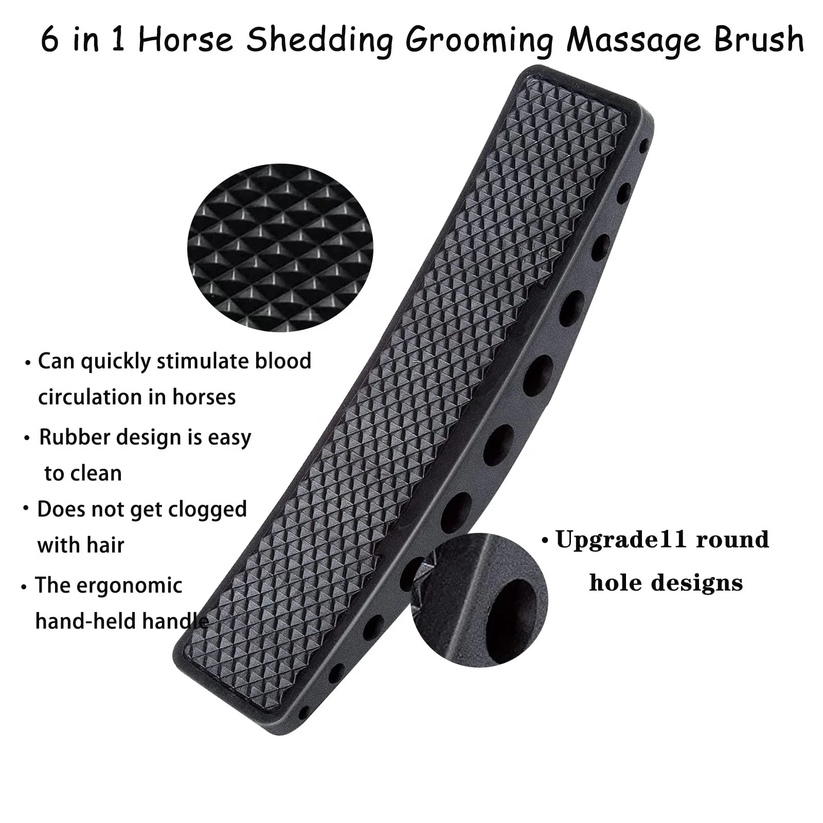 6in 1 Shedding Grooming Massage Brush Horse Haire Brush Pet Grooming Brush for Horses Dogs Comb Washing Massage Grooming & Shed
