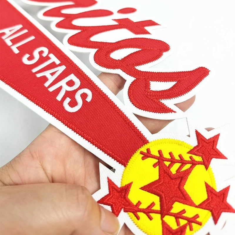 Wholesale Laser Cut iron on embroidered Tackle Twill Patches Poly twill patch For Sports Wear