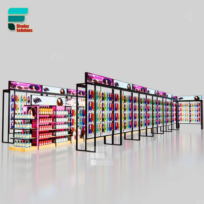 Manufacturer Beauty Supply Store Hair  Extensions Display Cabinet Showcase Wig Display Shelves For Wig Store