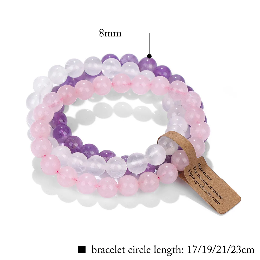 Hot Selling Natural Stone Crystal Beads Multi-Layer Amethyst Bracelets for Women and Men Semi-Precious Fashion Jewelry for All
