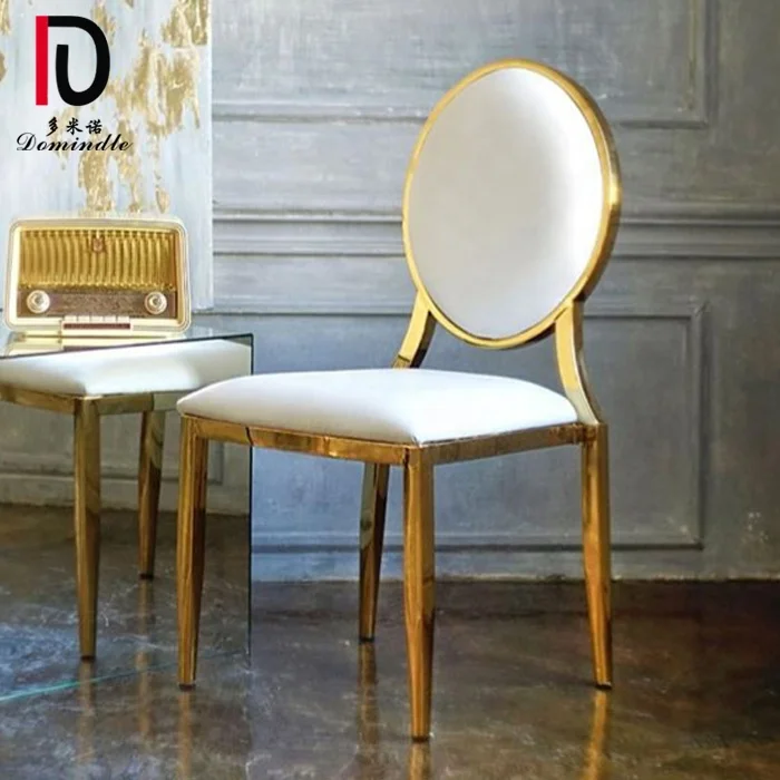 2020 hot sale event used oval back stainless steel gold wedding dining chair