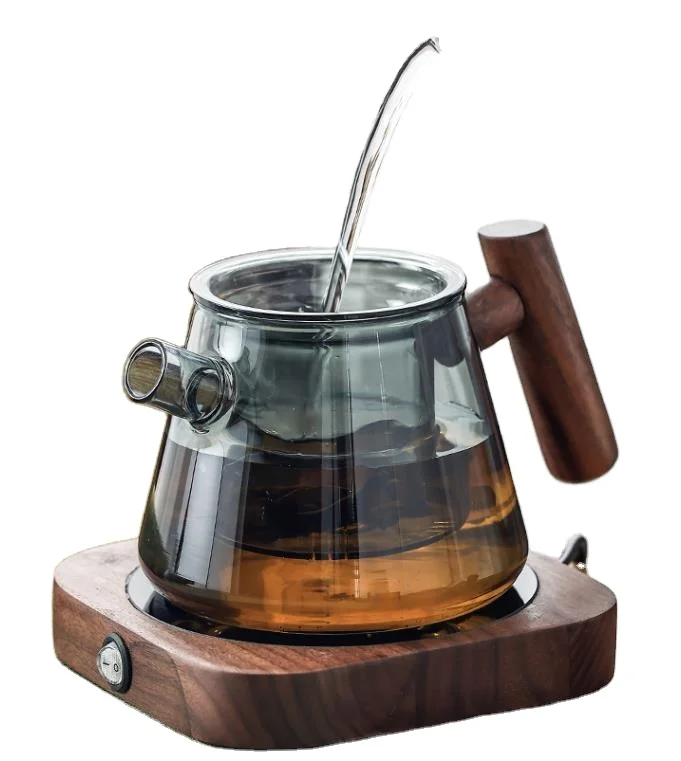 Microwave & Dishwasher Safe Grey Color Stovetop Kettle Glass Tea Pot with Infuser for Blooming and Loose-Leaf Tea Maker