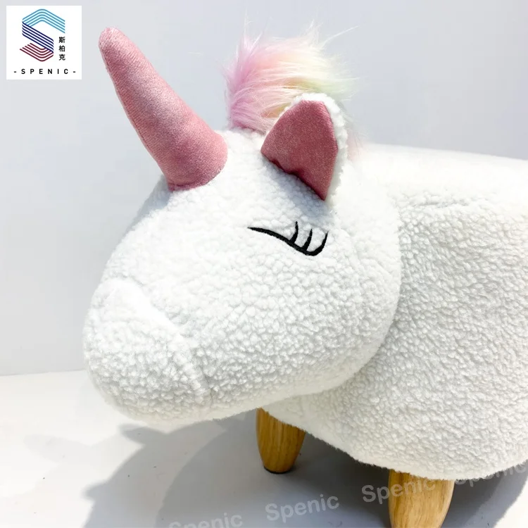 Unicorn Kids Stool Chair Animal Shape Footrest Animal Wood Stool Ottoman