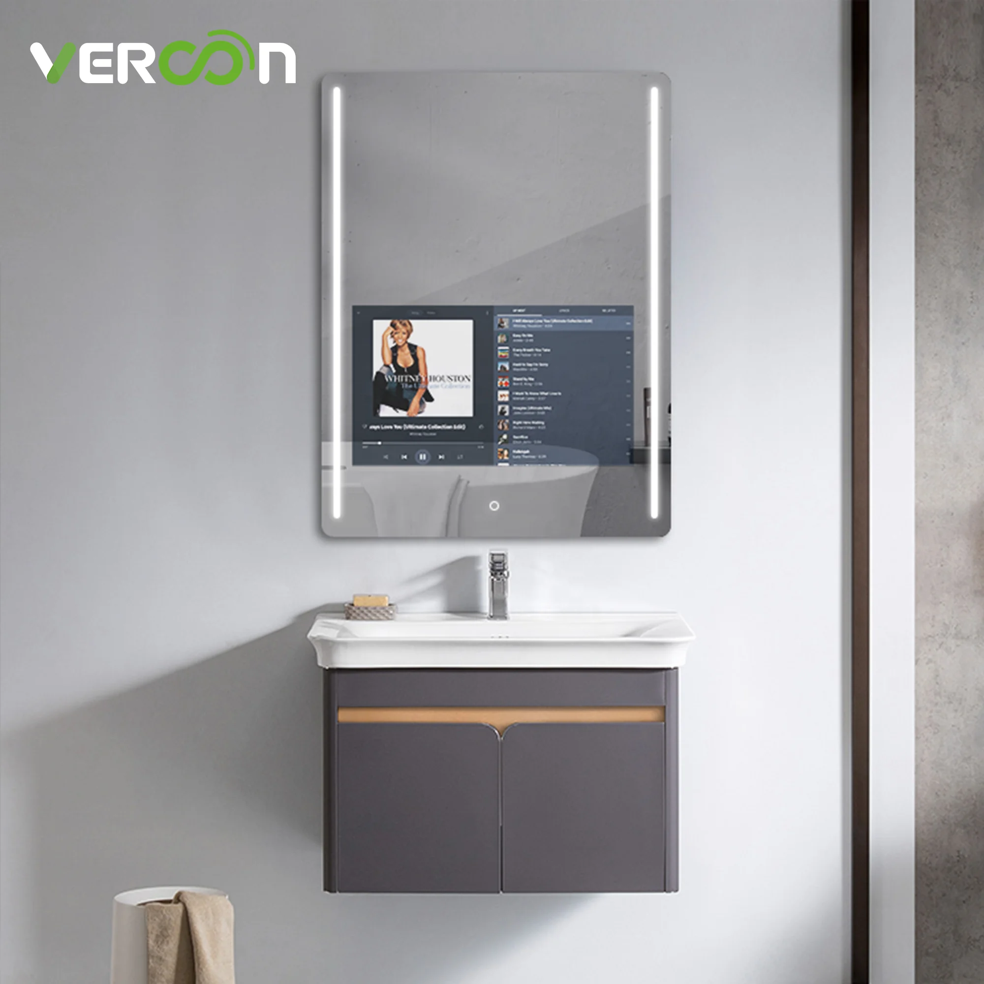 Touch Smart Mirror for Bathroom Sanitary Ware Android Touch System Bluetooth HiFi Music Video TV Mirror