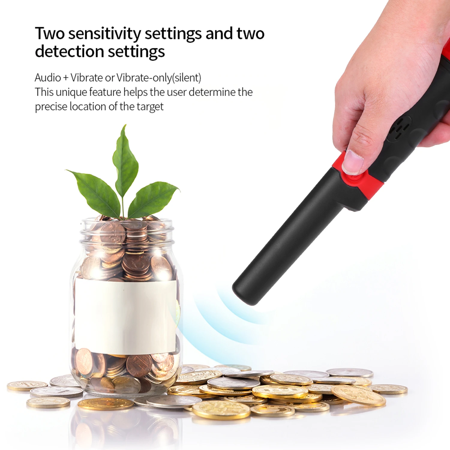 Handheld Metal Detector Positioning Rod Detector Waterproof Pinpointer Pin GP-Pointer Probe Metal Detector + LED Lights