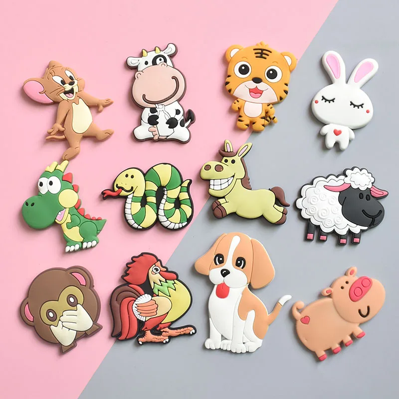 Fridge Magnets Kids Cartoon Zoo Animal Magnetic Toys Toddler 3D PVC Refrigerator Magnets for Whiteboard Baby Magnets