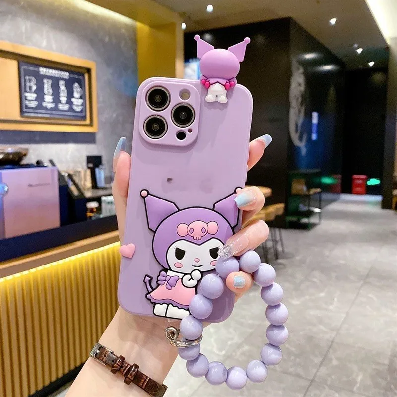 Linda In Stock Cartoon Purple Black Pattern  Mobile Phone Case Cute 3d Skin Soft Protective Cover For Iphone 6 7 8 Plus