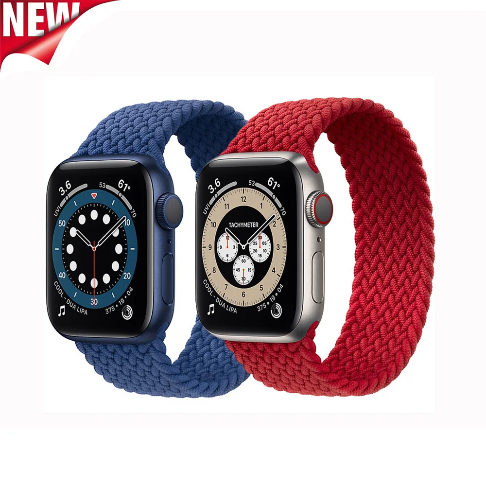  Новый Плетеный эластичный нейлоновый ремешок для Apple watch 6 band iWatch se браслет
