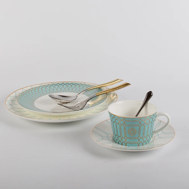 Gift ceramic cups ethiopian coffee cup set for wedding dinnerware blue white  nordic mug