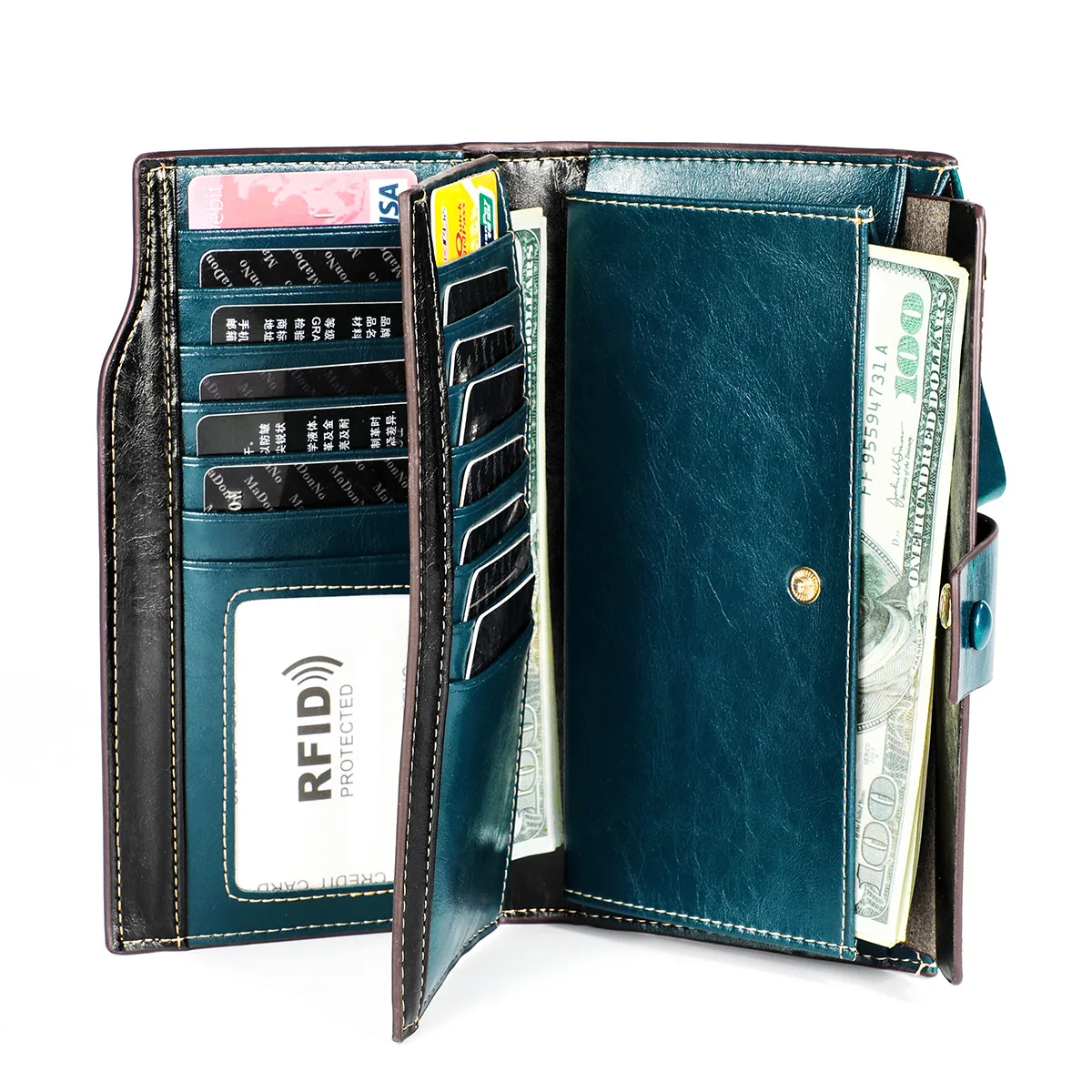 OEM Custom Design Long Wallet Smooth Elegant Genuine Leather Cow Hide Wallet