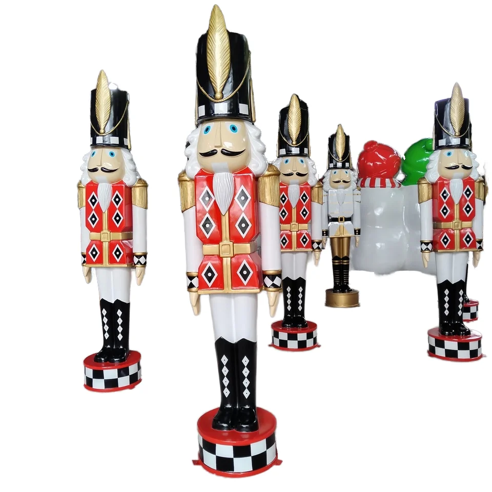 Customizable Size Fiberglass Nutcracker Soldier Decoration Giant Outdoor Christmas Shopping Mall Hotel decoration