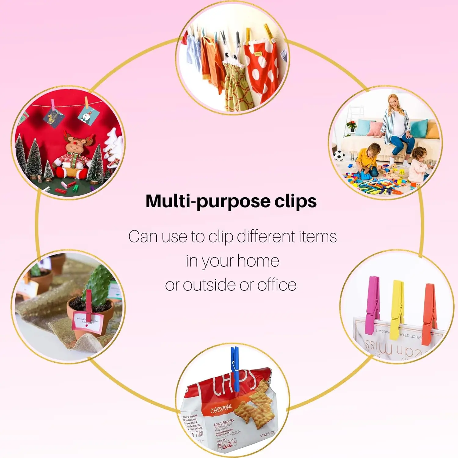 HC Factory  Supply Colorful  Wooden Clothespins with jute Rope  Small Wood Clothespin