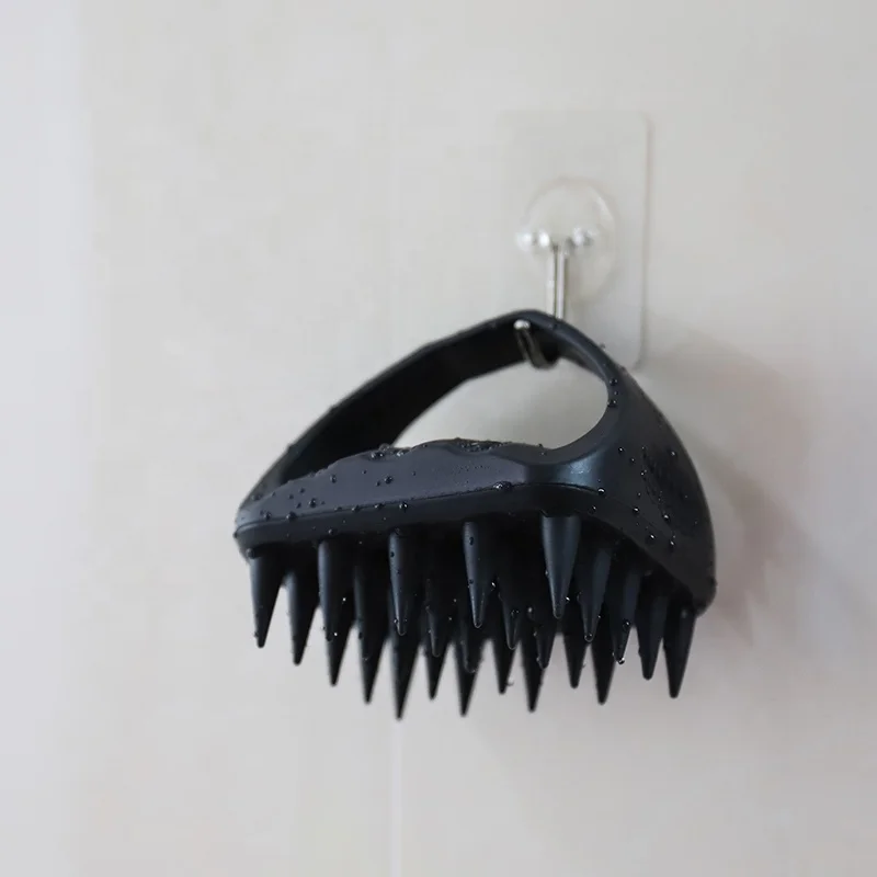 High Quality Private Label Scalp Care Black Hair Brush Silicone Shampoo Brush Hair Head Scalp Massager Brush For Men Women