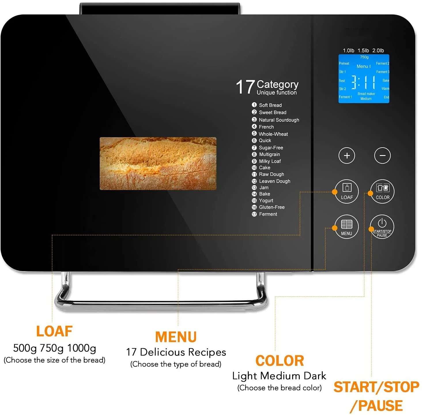 Healthy Living 710W Fully Automatic Timer Smart Model Suitable for Home Bread Maker