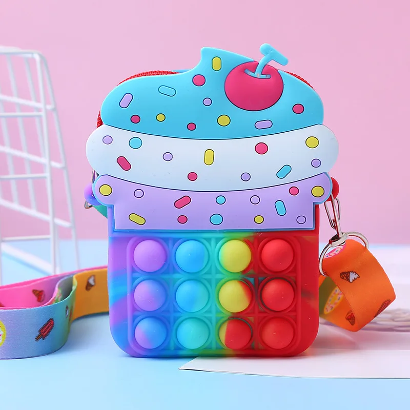 Pop bag kid for girls new pop school bag bubble ice cream cupcake candy pop purse pouch backpack cross body sling popper bag toy
