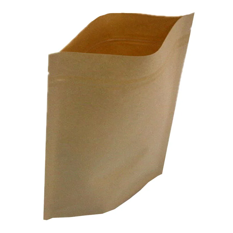 
Resealable stand up zip lock kraft paper pouch 