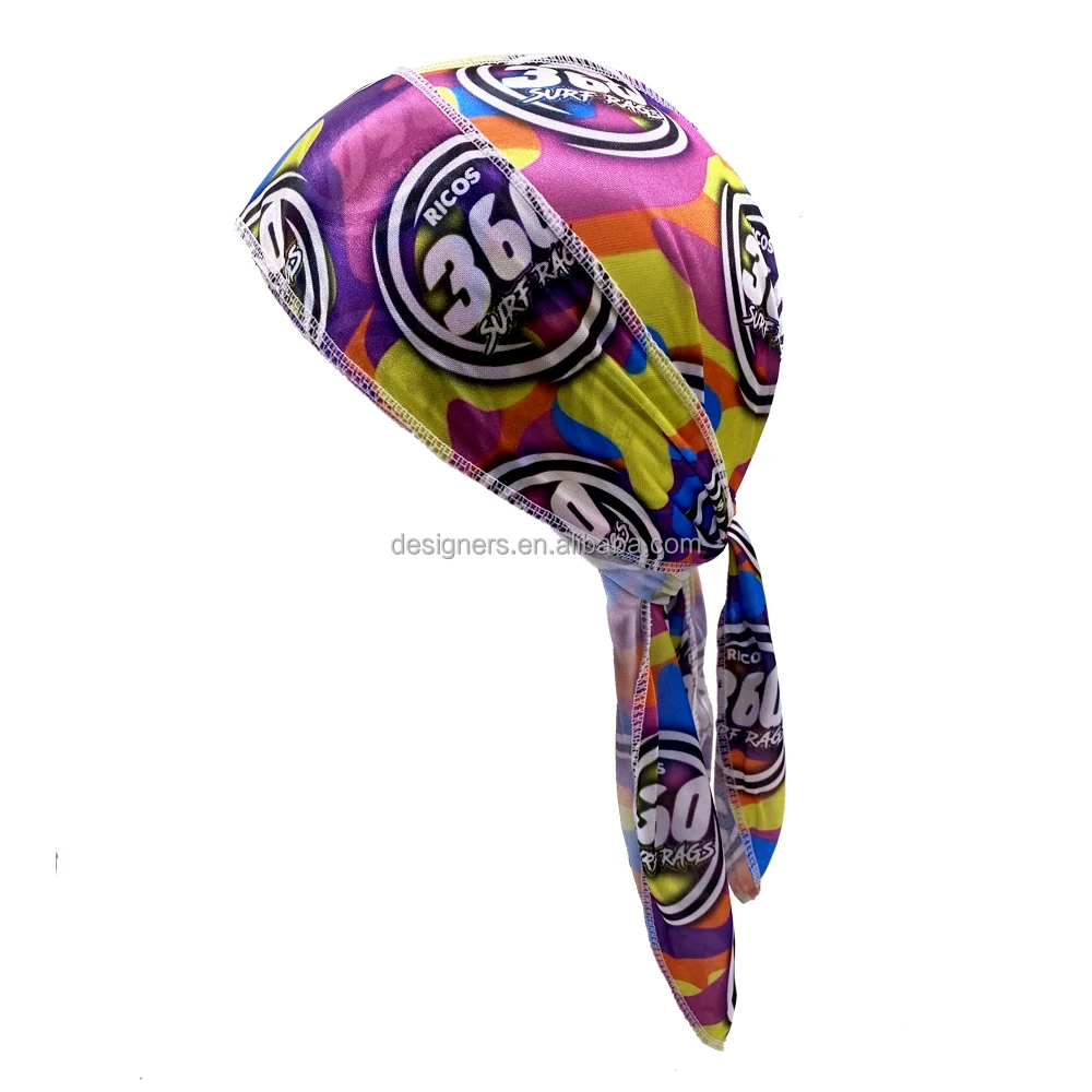 Customized all over the gradient logo designer durag turban cap custom bonnet durag for men and women