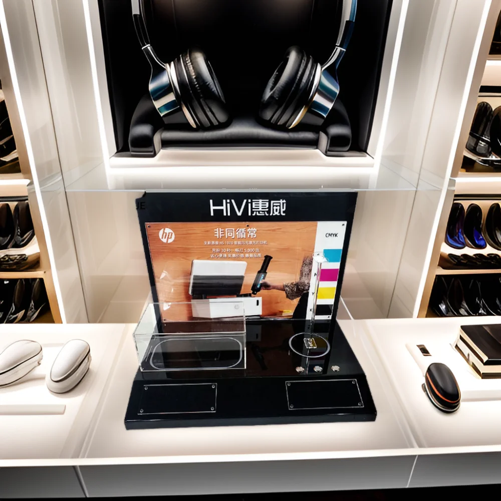 Factory Customized Acrylic Bluetooth Audio Display Stand Smart Headset Audition Rack with Customization Options