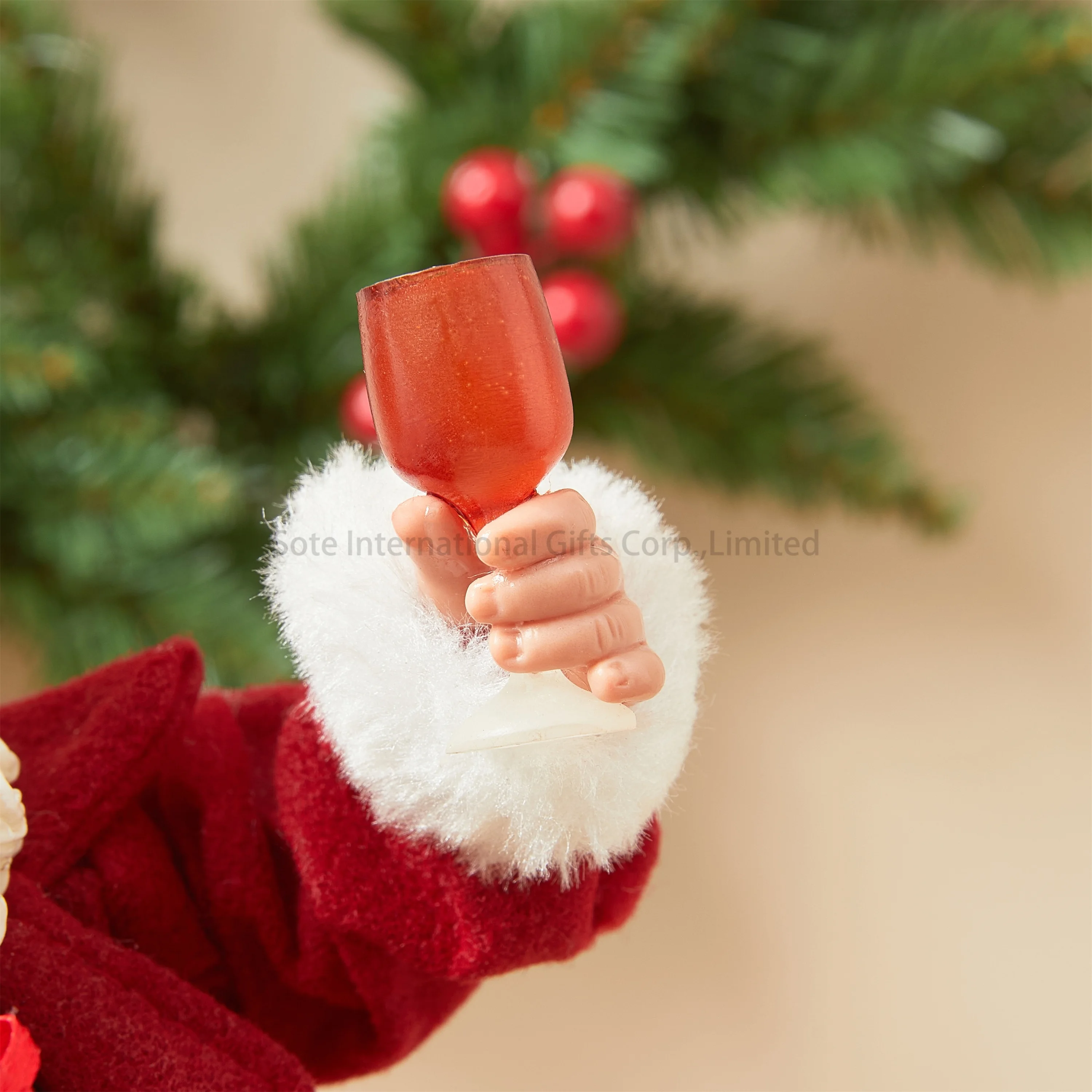 SOTE New Arrival Resin Santa 28CM Red Standing Christmas Ornaments Navidad Resin Santa