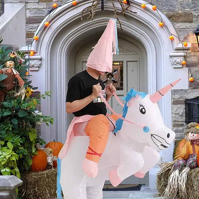 Cute Inflatable Cartoon Animal Toy for Adult Party Decoration Inflatable Costume Riding a Unicorn Air Blow-up Inflatable Costume
