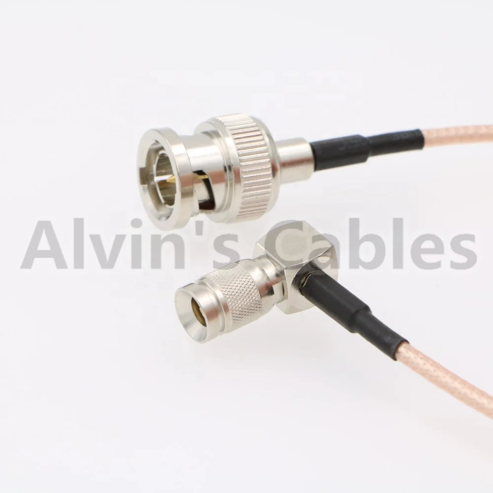 
75ohm RG179 SDI BNC Male Straight to DIN 1.0/2.3 Right Angle Power Cable for Blackmagic 