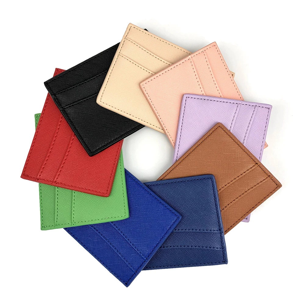 Ready to Ship PU Vegan leather card holder personalised cardholders faux saffiano pebbled leather cardholders wallet