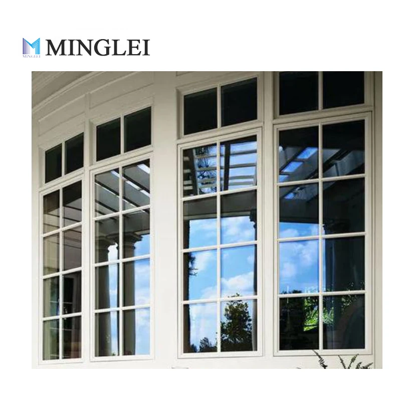 Minglei Aluminum Casement Window Black French Aluminium Windows Frame Double Glazed CE Certificates House Windows