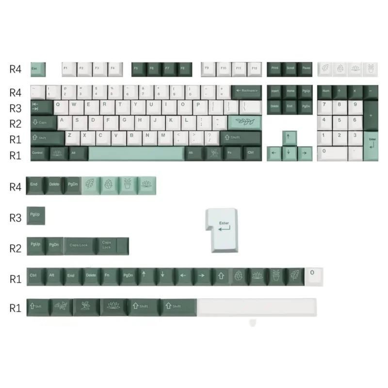 High Quality Custom Gaming keycap Set 144-Key Cherry Mx Keycaps 60 Percent Sub-Dye for Gateron Kailh Switch Botanical