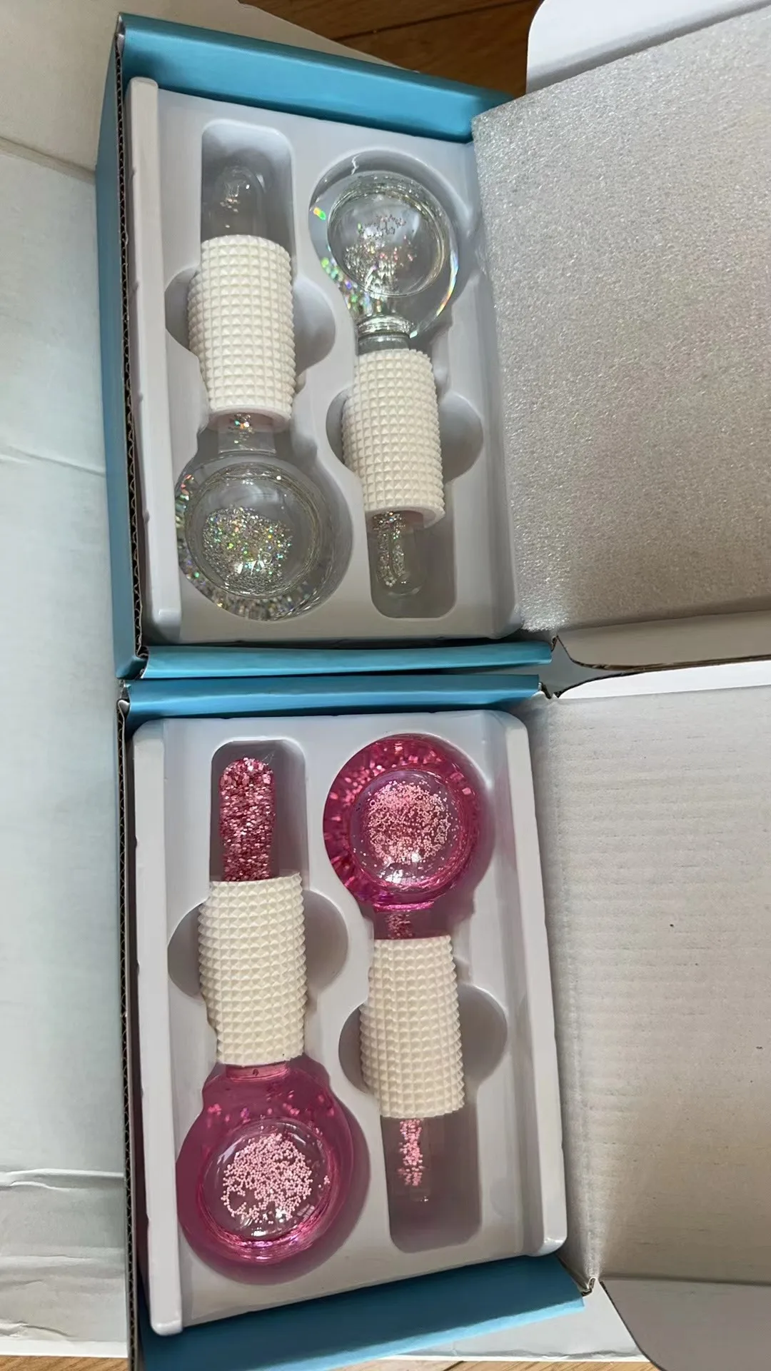 Custom Logo Ice Globes for Facial Cooling Globes Set for Eye Neck Cold Glass Ice Roller Ball Ice Globe Massager