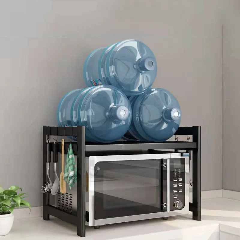 2 Tier microwave storage rack Place freely in the kitchen Metal Black/white Desktop Storage Book Holder