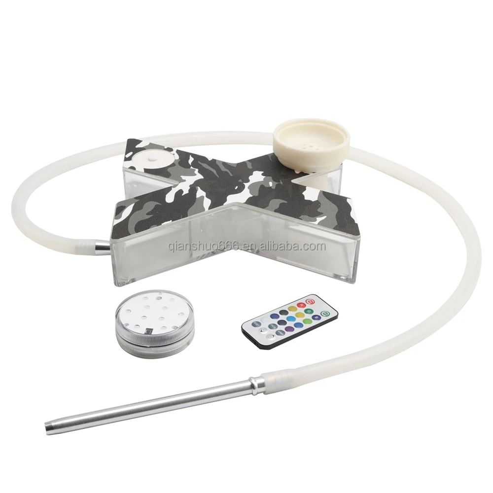 2022 New design customized Wholesale cheap portable acrylic hookah car travel shisha box X shisha hookah with LED light