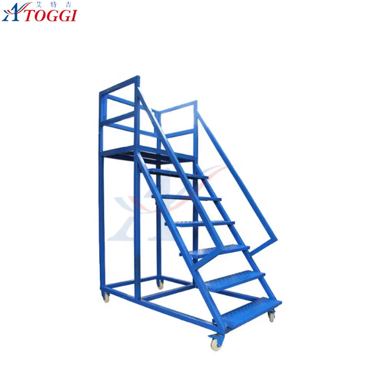 6 steps trolley platform ladder for warehouse supermarket  folding steel step ladder