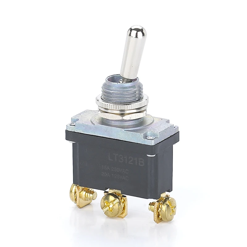 LT3132B (ON)-OFF-(ON) 15A 125V 250VAC 3way IP67 12mm Auto Reset Waterproof metal Toggle Switch