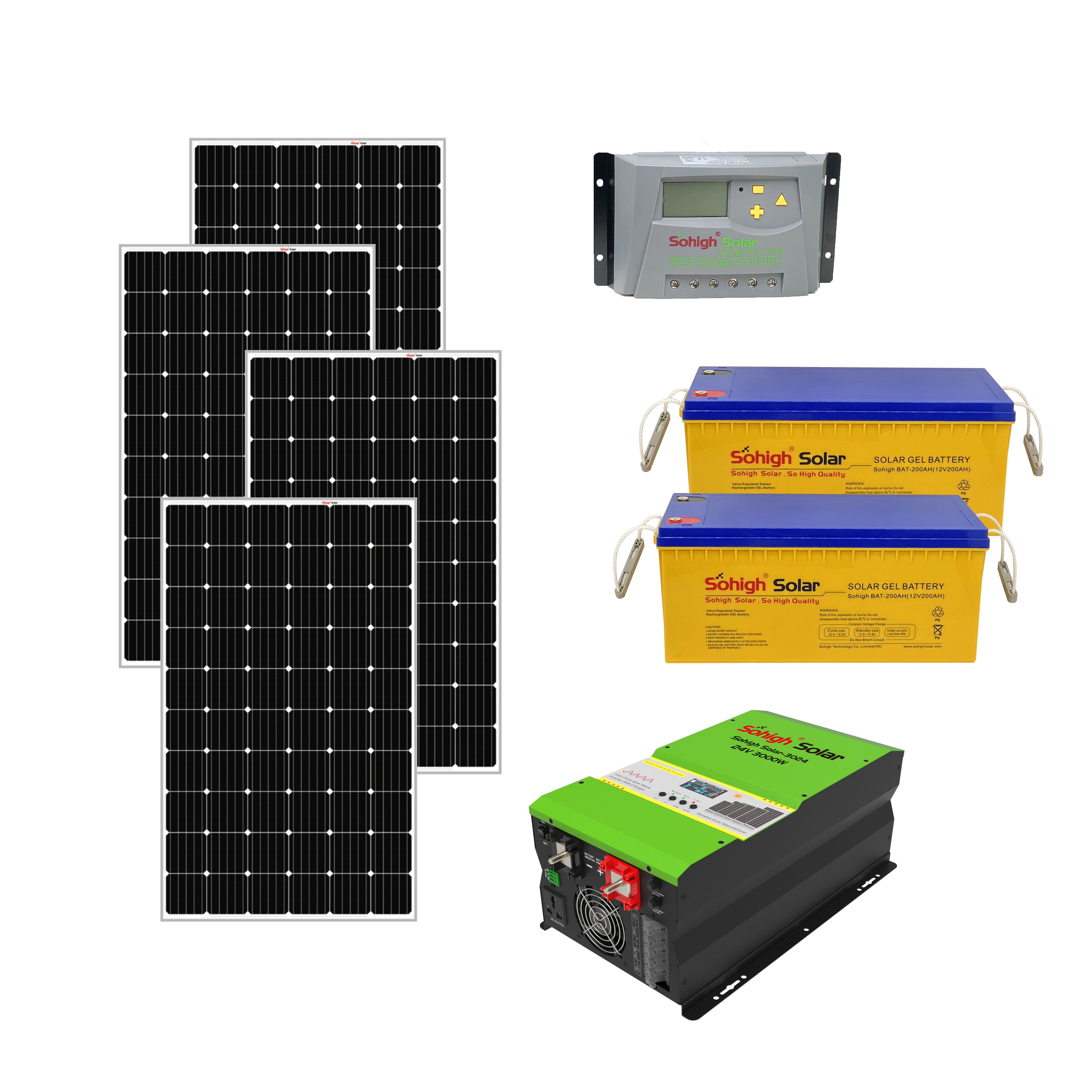 Домашняя солнечная система Sohigh, 3000 Вт, солнечные панели для электроэнергии, Автономная солнечная энергетическая система