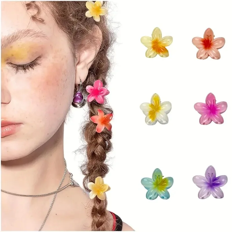 XIYIZI Cute Hair Accessory 4CM Candy Colorful Egg Flower Plastic Small Shark Hair Clip Hot Selling Sweet Claw Clip Popular