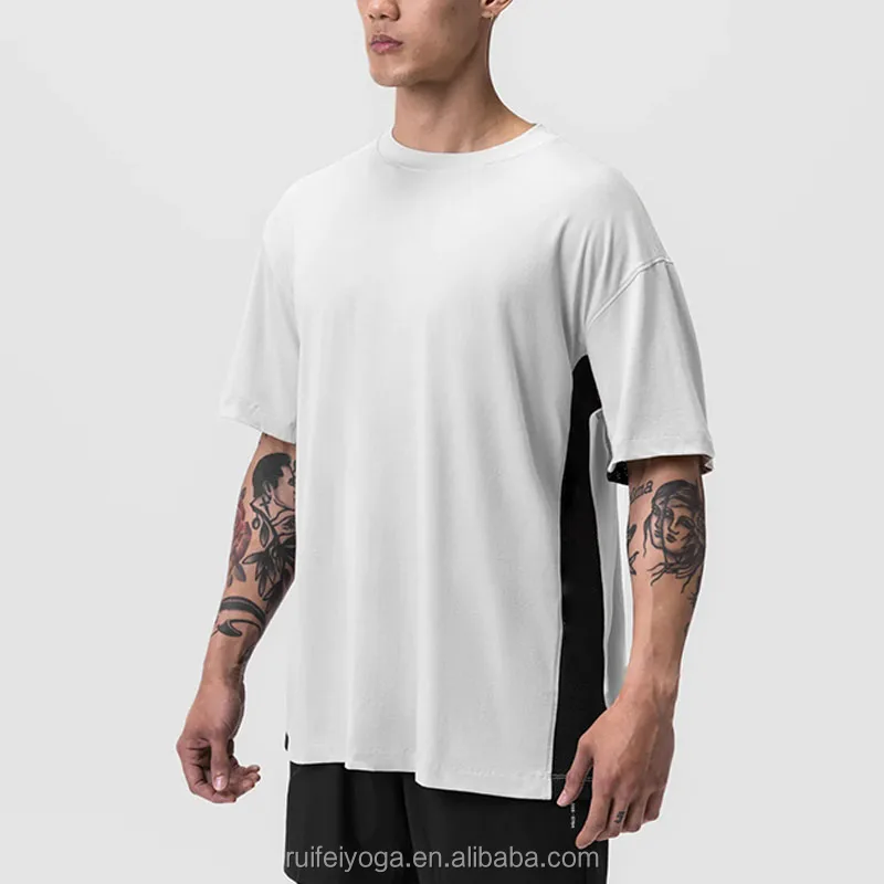 Custom High Quality Soft Recycled T Shirt 94% Supima Cotton 6% Spandex Oversized Tee Drop Shoulder Fitness Sport Men Gym T-shirt