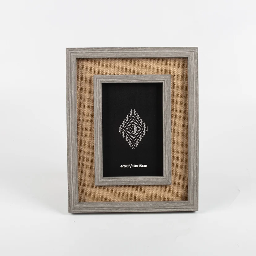 Professional Manufacture Vintage Style Rattan weaving desktop decoration wooden picture photo frame