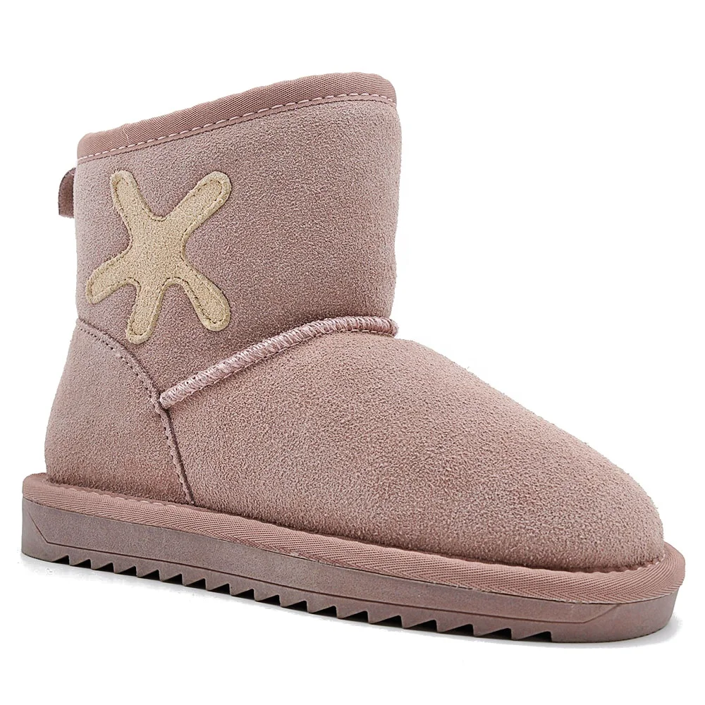 Замшевые кожаные сапоги для детей, обувь из шкуры ягненка для мальчиков и девочек, детские зимние сапоги из натуральной шерсти, производитель Китай, фабрика