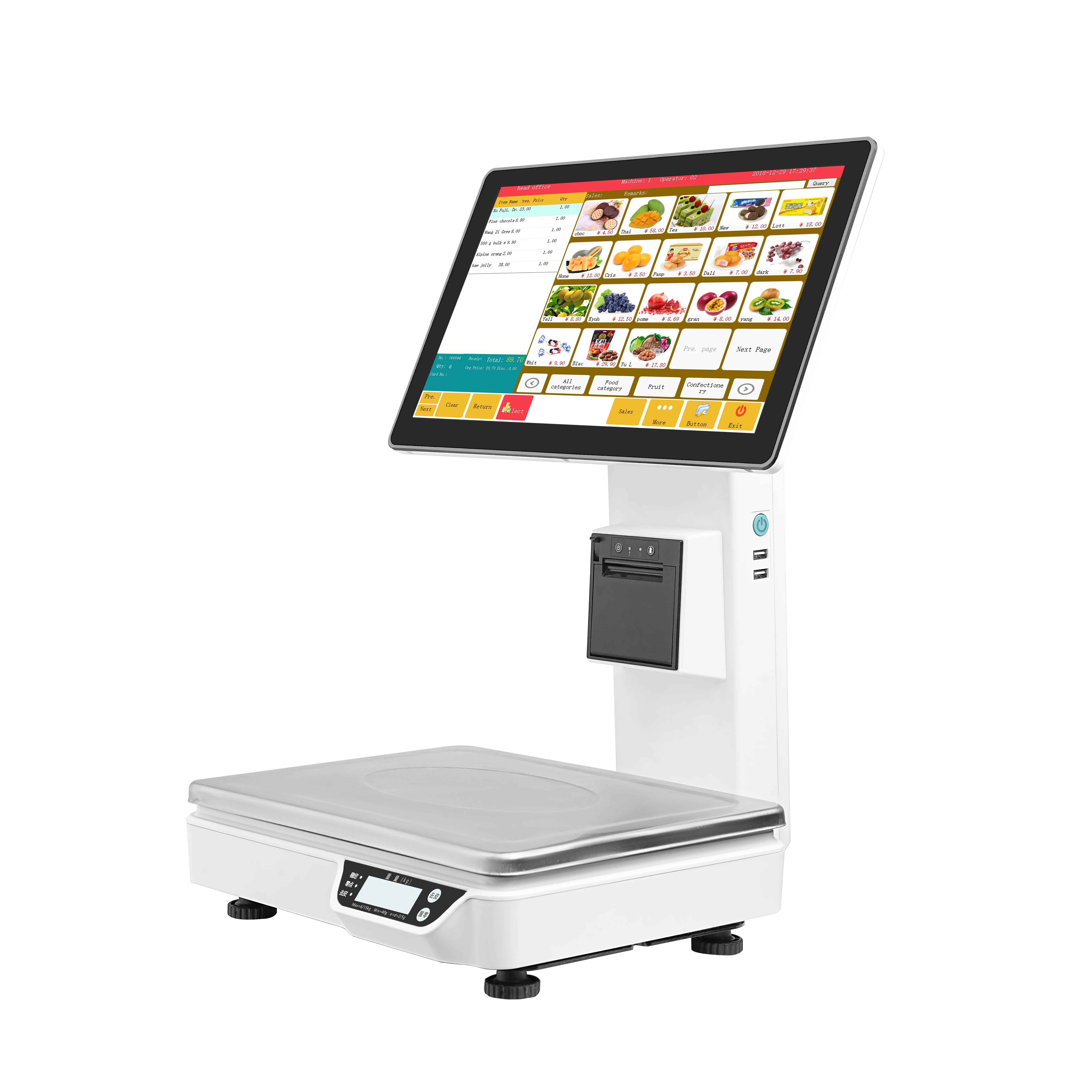 Factory Android Pos Aystem Scale Smart Pos Weighing Scale Fruit Shop Pos Scale for Supermarket